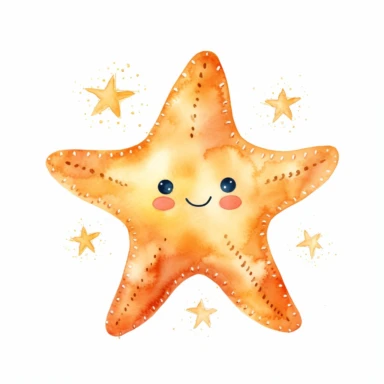 baby starfish watercolor clipart