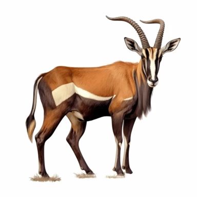 Sable antelope, standing majestically, vibrant colors, clipart, on a white background.