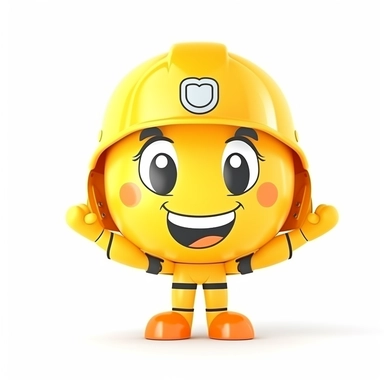 happy cute Health And Safety face, cartoon, clipart, mascot, isolated on white background