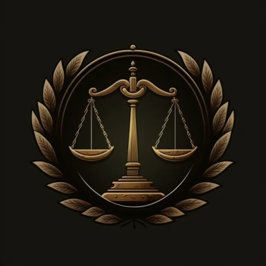 clipart graphic of the scales of justice, simplistic logo, splashscreen game studio logo