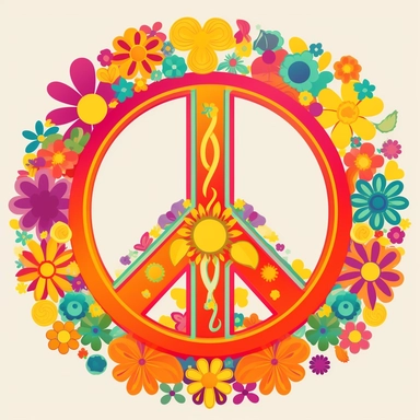 hippie peace retro sign clipart vector png white background