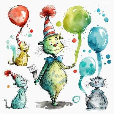 watercolor dr seuss clipart