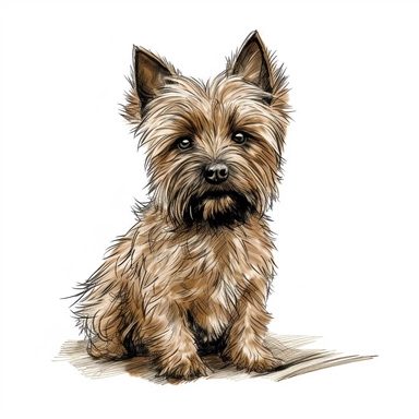 illustration of Cairn Terrier dog clipart, isolated, white background