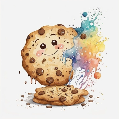 cute cookies , sweet , cartonny, white background , clipart, watersplash , watercolour , funny cookie
