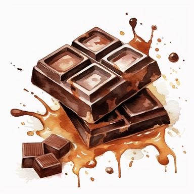 watercolor chocolate bar clipart, isolated on white background, hd