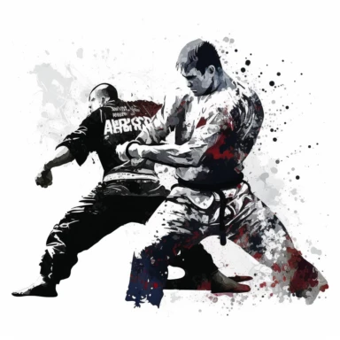 Two brazilian jiu jitsu fighting, clipart, white background