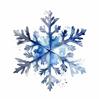 watercolor clipart of Christmas snowflake, isolated on white background
