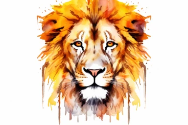 cute Lion character front facing on isolated background,Animal Sublimation Clipart,no splash watercolor,white background, ultra detailed clipart, cut out image, colorful watercolor realistic, cartoon style, ultra HD, sharp and clean art