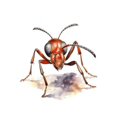 Watercolor clip art on white background, Ant in action, high-resolution image, soft pastel, cinematic, dramatic, ultra realism,4k, very detailed, white background,