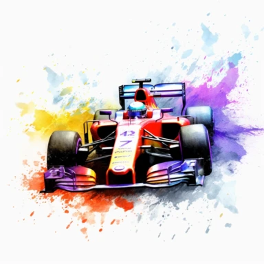 formula 1 clipart, watercolor technique, 8k detailed digital art, bright, colorful, soft lightning, sharp clear focus, detailed, sharp, on a white background