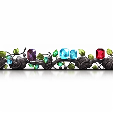 clipart imaginative header bar made of square-cut gemstones and black vines