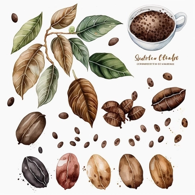 watercolor coffee bean clip art