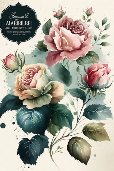 Create an image of vintage watercolor roses with splashes in a 2:3 ratio clipart. The final image should be created using traditional watercolor techniques, with high-quality paper and professional-grade paints.