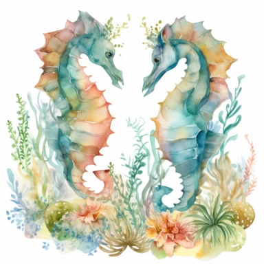 Underwater Clipart, Watercolor Sea Clipart, Watercolor Clipart, Wedding Clipart, couple of seahorses Clipart, pastel and mate, Ocean Clipart, Tropical Clipart, full hd
