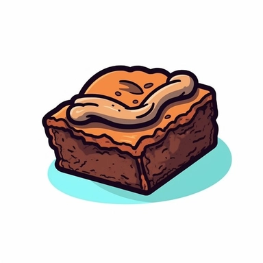 Create a charming clipart of a little nut-brown brownie with a simple, high-contrast background. The brownie should look cheerful and whimsical, with cute features that make it instantly endearing. Render the brownie in a classic cartoon style, utilizing bold outlines and bright colors to capture a fun, playful energy. Make sure to emphasize the brownie's nut-brown hue with expert shading and texture, highlighting its adorable, pint-sized figure for maximum visual impact.