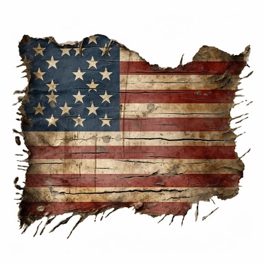 vintage distressed colonial flag, tattered clipart contour no background