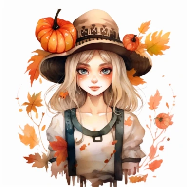 instagram influencer pilgrim, folk art, watercolor, clipart elements, kawaii, white background, dustin nguyen