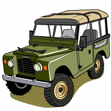 Cartoon Style Clipart illustration of Safari Jeep