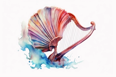 Watercolor, Harp shell, clipart, hd, on a white background, spaced out