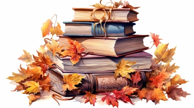isolated on white illustration watercolor art of a stack of vintage books with beautiful embossed spines, autumn leaves, puddles, rain, branches, september, masterpiece by Hans Zatzka style and by Vladimir Kush style and by Ivan Fedorovich Choultse style, Baroque fashion, PNG clipart, isolated on white, extreme photorealistic details, 32k HD resolution, realistic high detailization high resolution , ultrarealistic, hyper realistic, photography, detailed 8k, extremely detailed