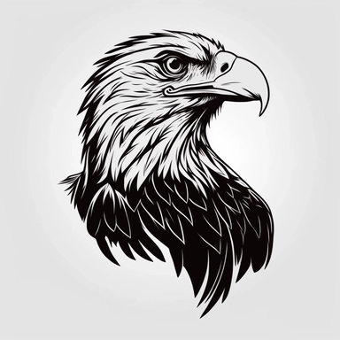 simple outline of an eagle, clipart, flat 2d vector, minimalist, black and white, kids cartoon, svg cut file, line art drawing