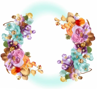 frame banner clipart on the left and right side beautiful flowers like this C:UsersromyaDownloadsclipart34385.png color light turquoise, light rosè, light orange, light purple color