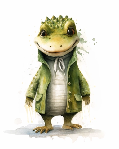 a realistic baby crocodile clipart with watercolor illustration, full body shot ,8k, style of Bohemian, style of Anna Süßbauer and Jon Klassen,vector, Vector, white background,Solid Background, Sharpness and clarity, masterpiece, trending on Artstation and Dribbble.