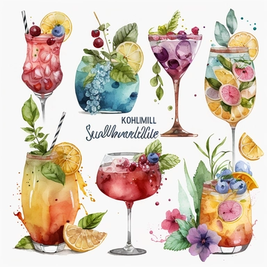 Aquarell magische Cocktails Clipart, Cocktail Clip Art Aquarell, alkoholische Getränke Clipart, Drink Bar Menü, Floral Cocktails png