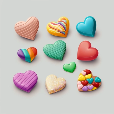 candy hearts, vector, clipart, sticker, 2d