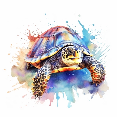 watercolour illustration free brushstrokes, beautiful and joyful, turtle, mark brooks, naturecore, animal clipart, isolated on a white background