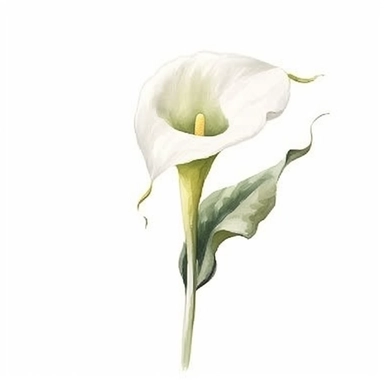 Let your brush strokes capture the essence of a classic wedding flower, the calla lily. Paint a watercolor clipart that showcases the slender, curving lines of the flower, along with its trumpet-shaped bloom. Use gentle, muted tones to evoke elegance and sophistication.