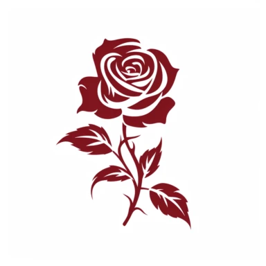 red rose flower silhouette vector flat simple identification symbol white backround white background minimalistic clipart png svg