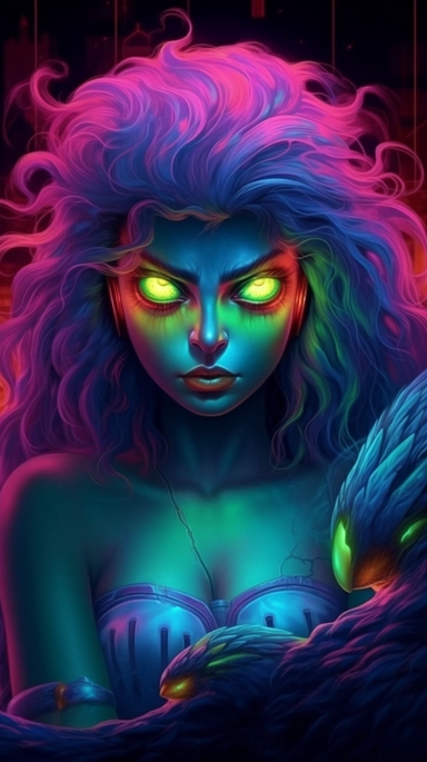 webp, oil painting, glowing eyes, clipart, Halloween, glow in the dark, neon, uhd, vivid, colorful, highly detailed,