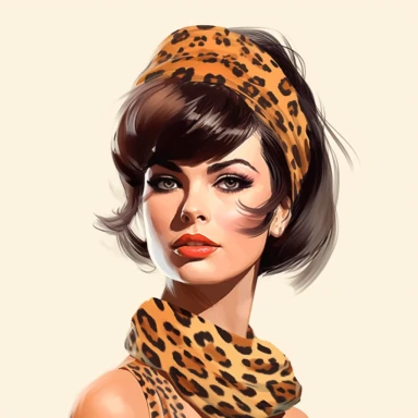 woman with leopard print headband clipart