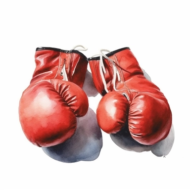 a delightful watercolor, hyper-realistic clipart image with a white background and white margins, no painting,no shadow, boxing gloves
