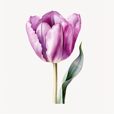 watercolour, clipart, white background, no shadow, realistic, purple tulip
