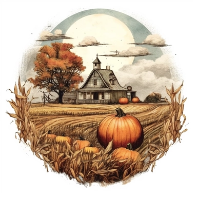 clipart of a harvest moon, white background, clipart, vintage style--q2--s1000