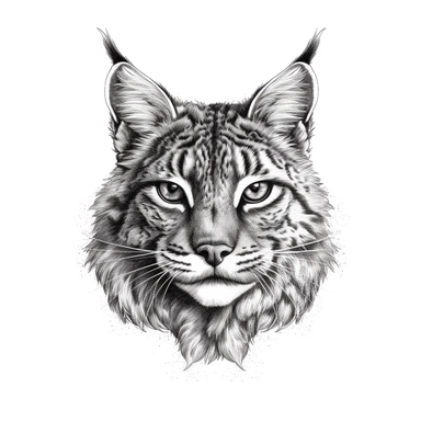 bobcat tattoo, tattoo stippling, tattoo shading, vintage tattoo, clipart