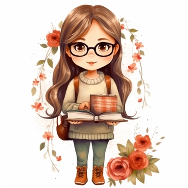 cute girl, clipart, planner girl clipart, cottagecore, standing