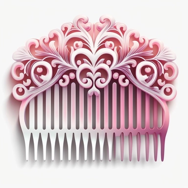 one pretty pink and white hair comb clipart, vector illustration, highly detailed, white background, hd