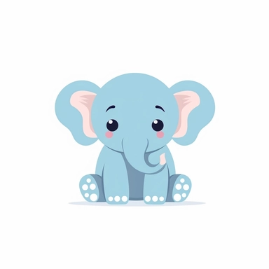 cute baby elephant silhouette vector flat simple identification symbol white backround white background minimalistic clipart png svg