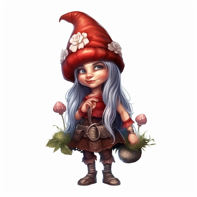 gnome woman clipart, white background