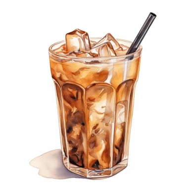 iced coffee , watercolor, clipart