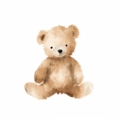 Single Boho teddy bear clipart for a nursery, light brown tone for a boy, solid white background