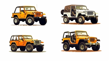 evolution Jeep wrangler Clipart, white background