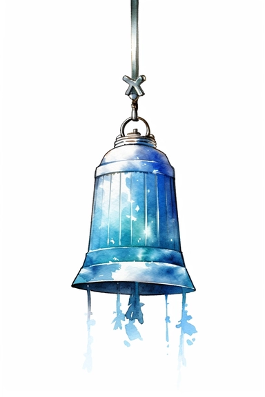 Clip art of ice Japanese Wind Bell, simple, white background, Beautiful margins, large margins, by Helen Beatrix Potter, easy to crop image, Natural light, 4k, HDR