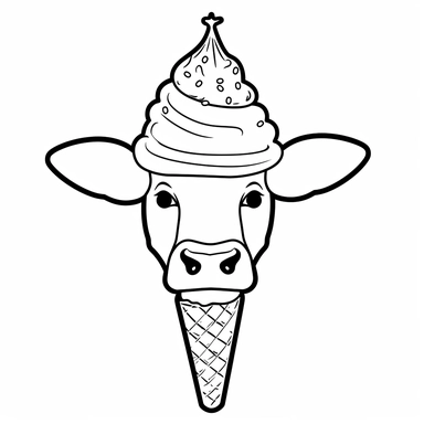 [Theme: Texas] Blue Bell Ice Cream, simple clipart, coloring book for kids, minimalist cartoon vector line art, thick solid black lines, black and white, isolated on white background
