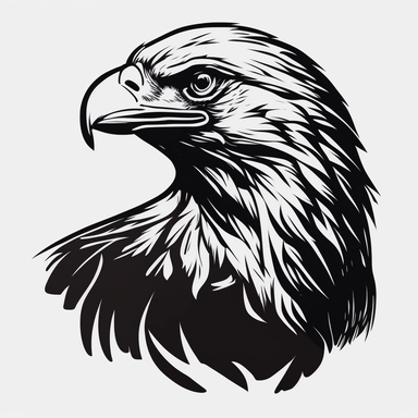 simple outline of an eagle, clipart, flat 2d vector, minimalist, black and white, kids cartoon, svg cut file, line art drawing