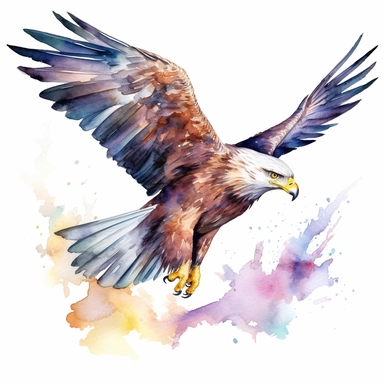 eagle, watercolor clipart, minimalist, bright colors, isolated white background, 8k