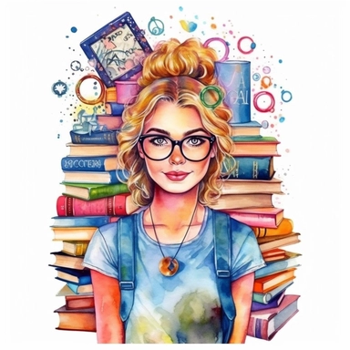 Watercolor Bookworm Life Clipart, PNG Clipart, Illustration clipart, 4K, extremely detailed Sublimation Clipart,Cartoon,hyper realistic, intricate detail, illustration style,high solution,on the white background